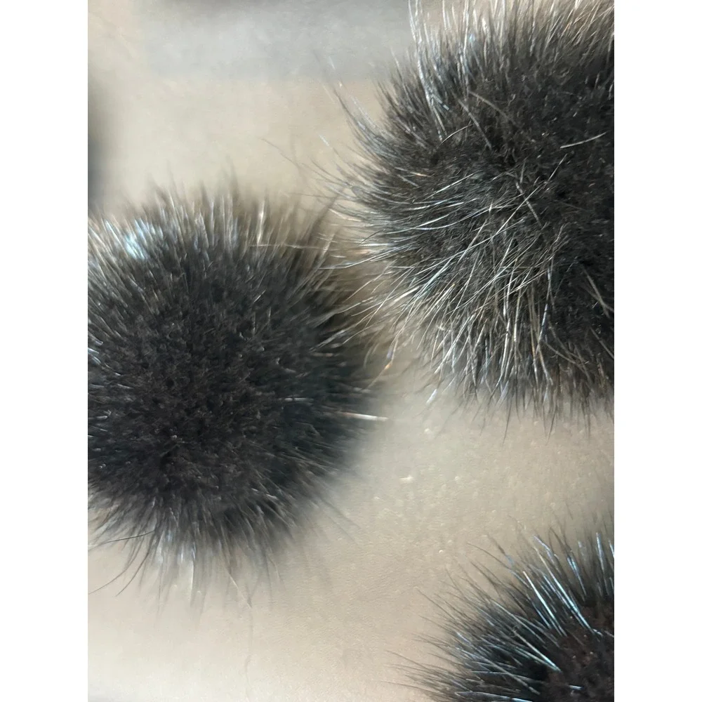 ZAC Zac Posen Eartha Iconic Convertible Backpack Black Leather Mink Fur Pom